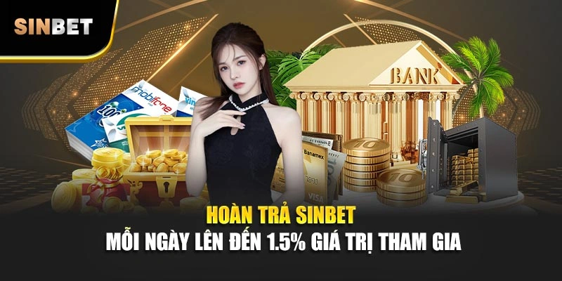 Hoàn trả Sinbet mỗi ngày lên đến 1.5% giá trị tham gia